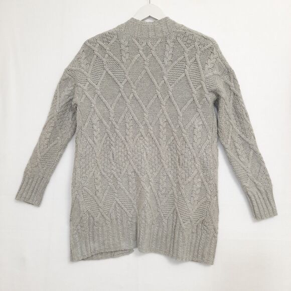 Rachel Zoe Gray Cable Knit Cardigan Sweater Sz Large Wool Blend Open Front - Picture 6 of 9